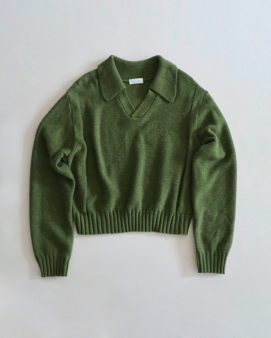 Open collar sweater Green