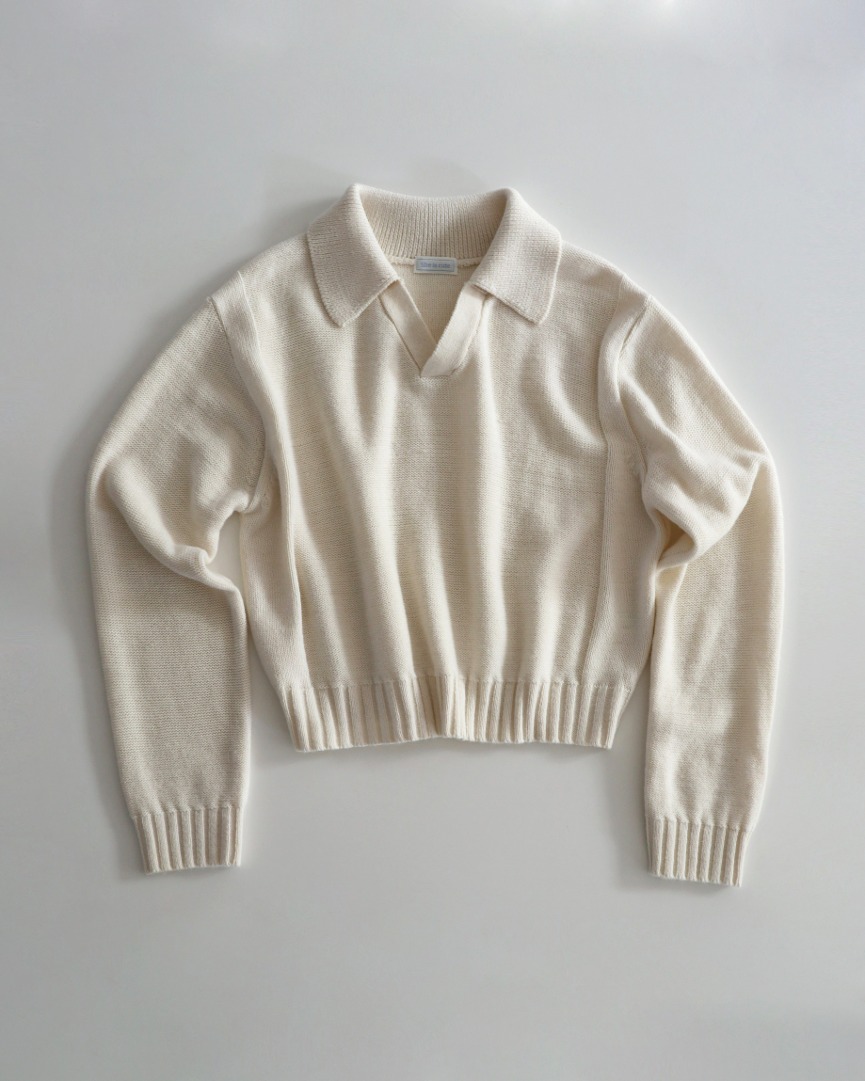 Open collar sweater Ivory