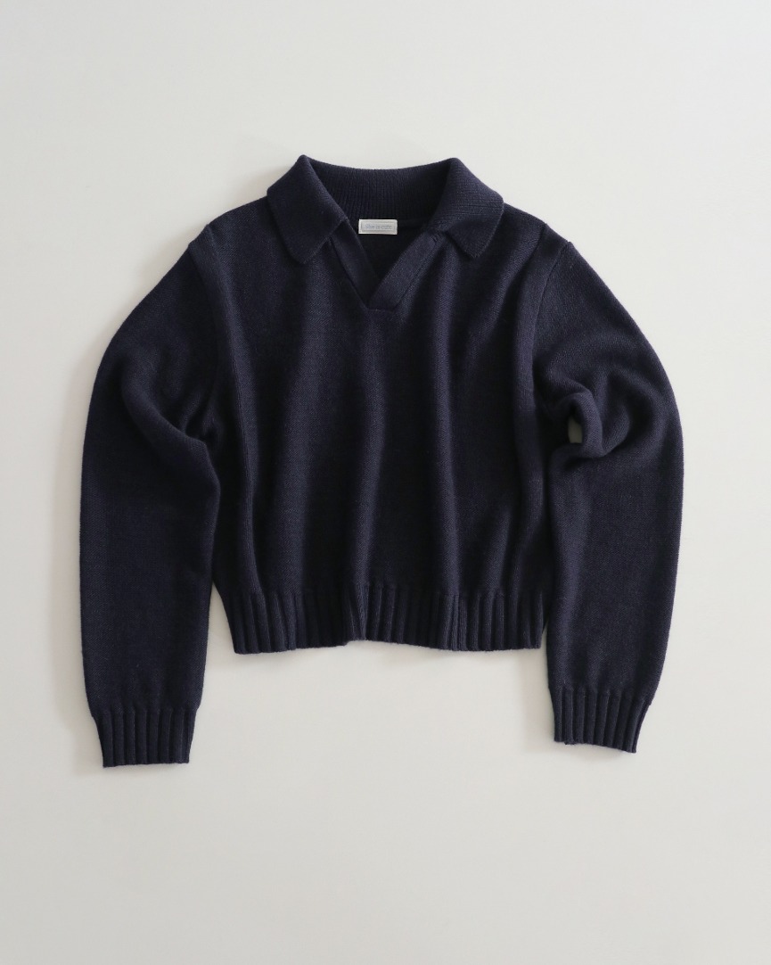 Open collar sweater Navy