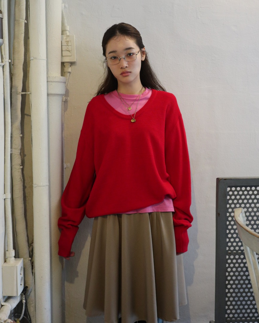 Picnic knit Cherry red