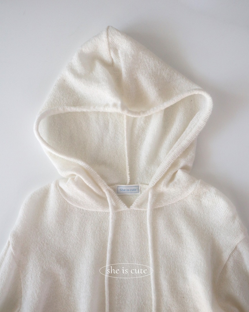 Mild knit hoodie Ivory